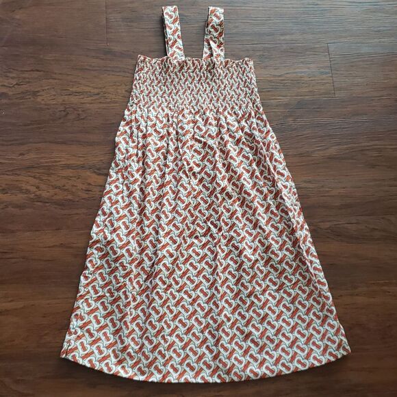 Burberry Girls Red Beige Print Chic Feminine Cotton Summer Sundress Size 10y - Picture 1 of 5
